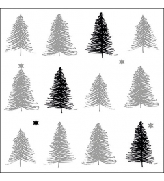 Napkin 33 Etched trees silver FSC Mix