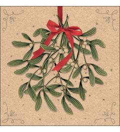 Napkin 33 Recycled Mistletoe with bow nature FSC Mix