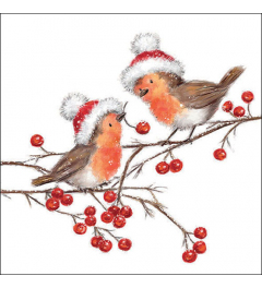 Napkin 33 Christmas robins white FSC Mix