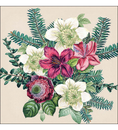 Napkin 33 Azalea and helleborus cream FSC Mix