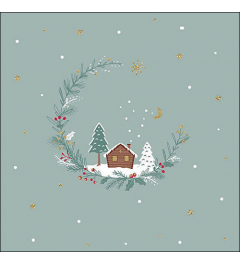 Napkin 33 Little wood cabin sage FSC Mix