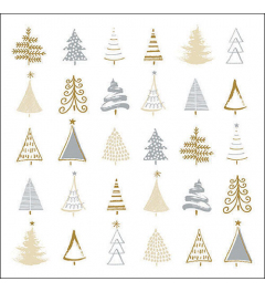 Napkin 33 Christmas tree doodles silver FSC Mix