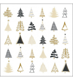 Napkin 33 Christmas tree doodles black FSC Mix