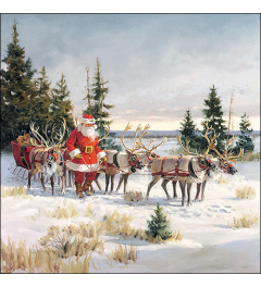 Napkin 33 Santa with his reindeers FSC Mix