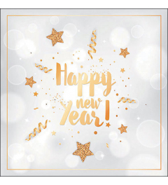 Napkin 33 New Year glitter white FSC Mix