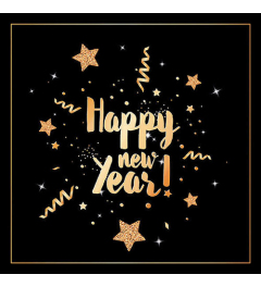 Napkin 33 New Year glitter black FSC Mix