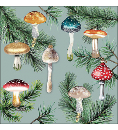 Napkin 33 Mushroom ornaments mint FSC Mix