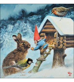 Napkin 33 Gnome feeding animals FSC Mix