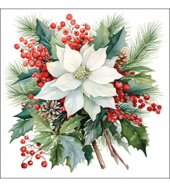 Napkin 33 Poinsettia bouquet white FSC Mix