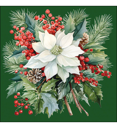Napkin 33 Poinsettia bouquet green FSC Mix
