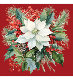 Napkin 33 Poinsettia bouquet red FSC Mix