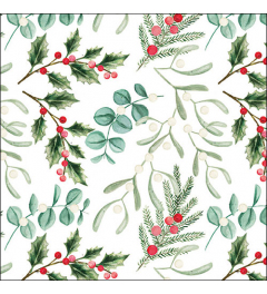 Napkin 33 Foliage scatter white FSC Mix