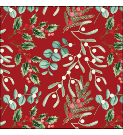 Napkin 33 Foliage scatter red FSC Mix