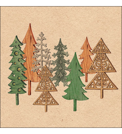 Napkin 33 Recycled Wood carved trees nature FSC Mix