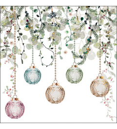 Napkin 33 Floral Christmas white FSC Mix