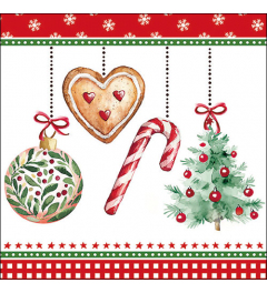 Napkin 33 Ornaments on a cord white FSC Mix