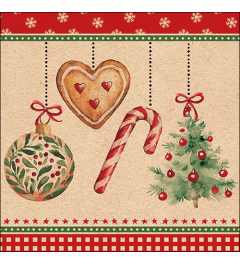 Napkin 33 Recycled Ornaments on a cord nature FSC Mix