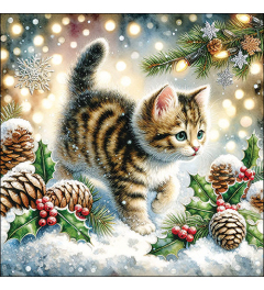 Napkin 33 Cute cat in the snow FSC Mix