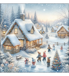 Napkin 33 Winter in backyard FSC Mix