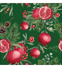 Napkin 33 Pomegranates green FSC Mix
