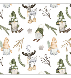 Napkin 33 Forest gnomes white FSC Mix