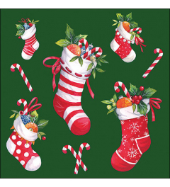 Napkin 33 X-Mas stockings green FSC Mix