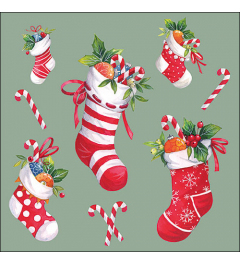 Napkin 33 X-Mas stockings sage FSC Mix