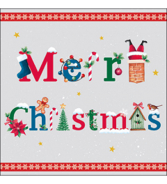 Napkin 33 Merry message grey FSC Mix