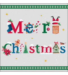 Napkin 33 Merry message green FSC Mix