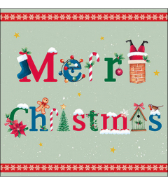 Napkin 33 Merry message sage FSC Mix