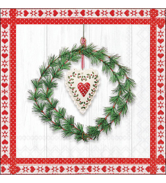 Napkin 33 Heart in wreath FSC Mix