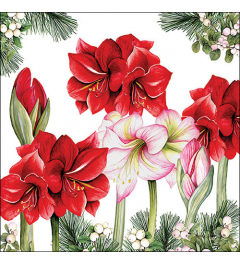 Napkin 33 Blooming amaryllis white FSC Mix