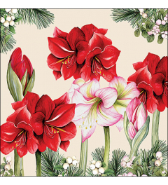 Napkin 33 Blooming amaryllis cream FSC Mix