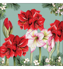 Napkin 33 Blooming amaryllis sage FSC Mix
