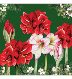 Napkin 33 Blooming amaryllis green FSC Mix