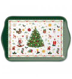 Tray melamine 13x21 cm Christmas evergreen white