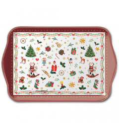 Tray melamine 13x21 cm Ornaments all over red