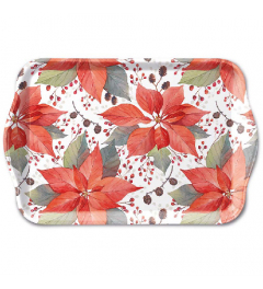 Tray melamine 13x21 cm Poinsettia and berries