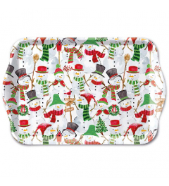 Tray melamine 13x21 cm Snowman party