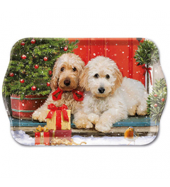 Tray melamine 13x21 cm Dogs at the door