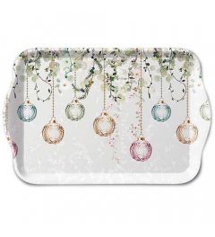 Tray melamine 13x21 cm Floral Christmas grey