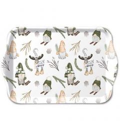 Tray melamine 13x21 cm Forest gnomes white