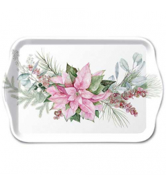 Tray melamine 13x21 cm Pink poinsettia