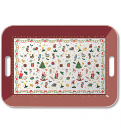 Tray melamine 33x47 cm Ornaments all over red