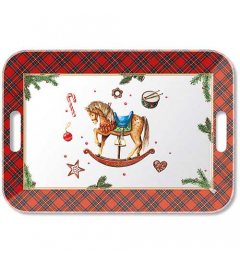 Tray melamine 33x47 cm Classic rocking horse white