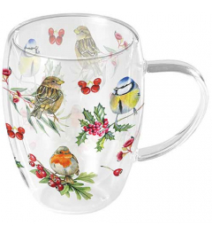 Double-walled glass 0.35 L Birds in winter