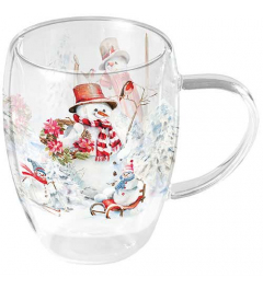 Double-walled glass 0.35 L Sporty snowmen