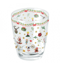 Water glass 0.25 L Ornaments all over red