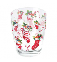 Water glass 0.25 L X-Mas stockings white
