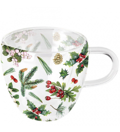 Double-walled glass 0.2 L Winter greenery white